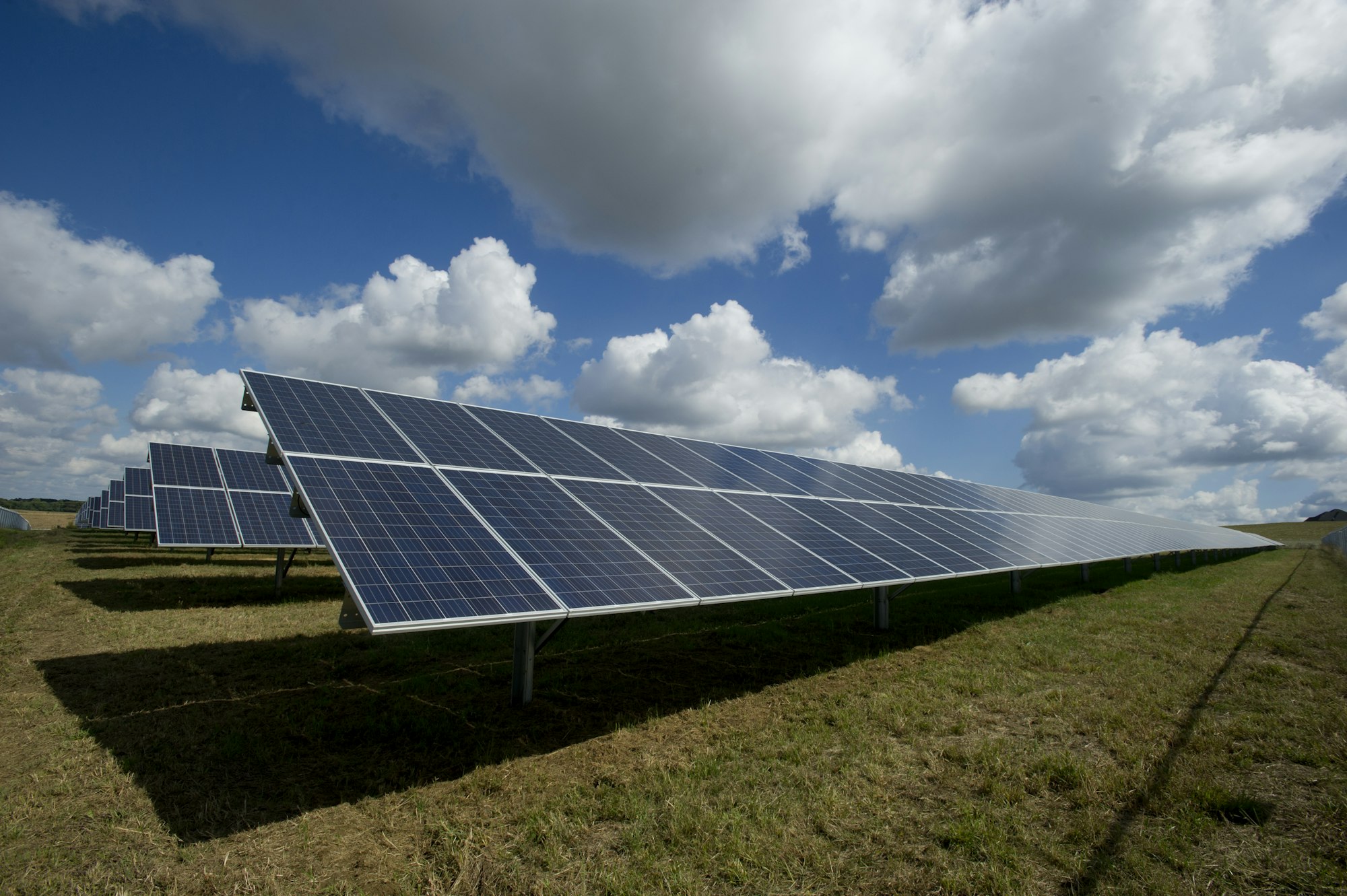 Solar panels at golden hour